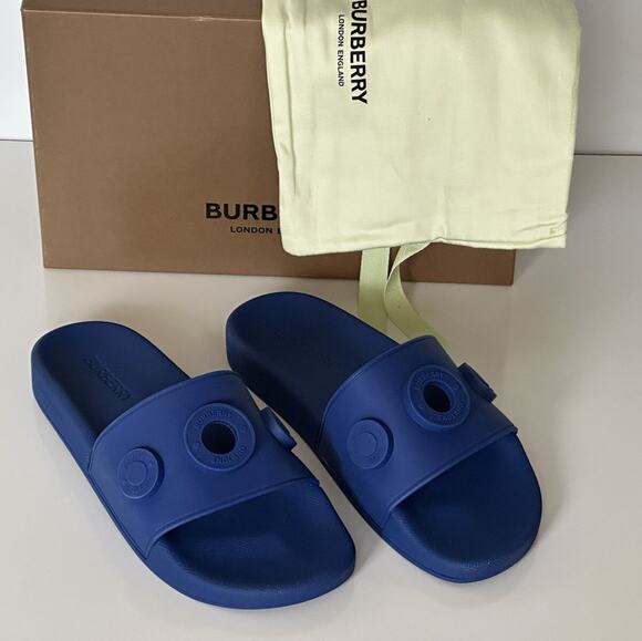 NIB $420 Burberry Eyelet Men’s Furley Royal Blue Slide Sandals 11 US 8049674 IT main image 6